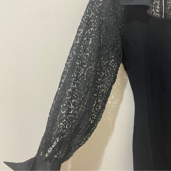 Andrea Jovine Black Lace Wool Collared Mini Dress Size Small - Picture 2 of 11